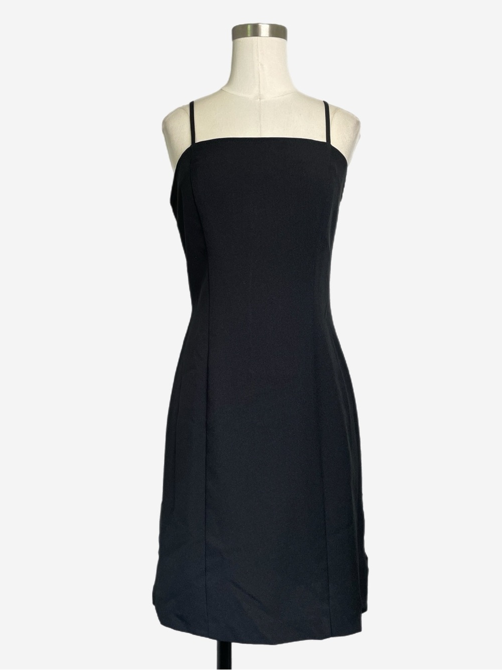 Vintage Y2K Unbranded Black sleeveless square neck mini dress 90s minimalist S/M